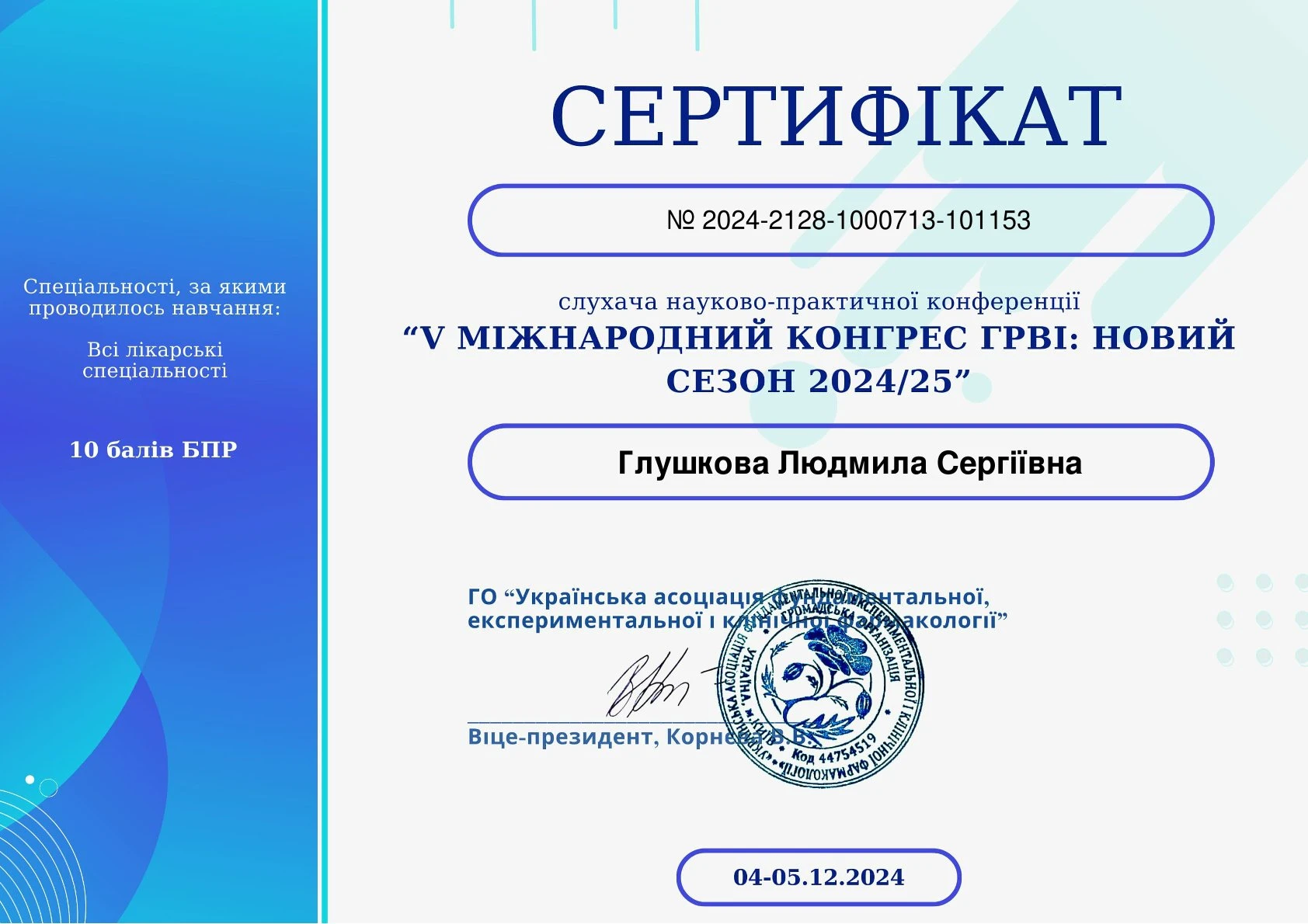 Глушкова Людмила Сергіївна
